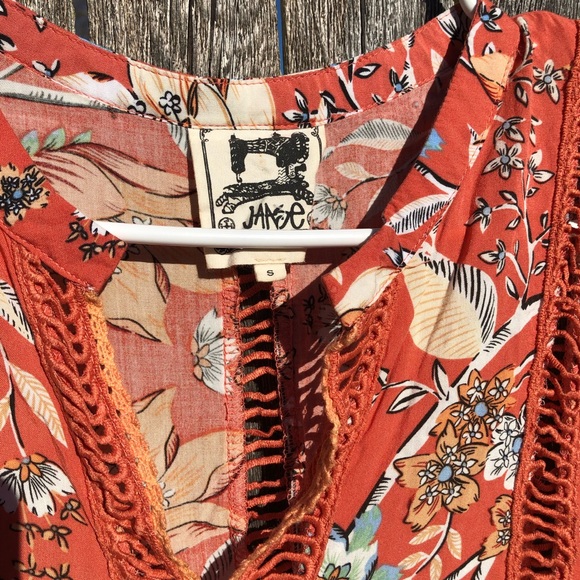 Jaase Australian Boho Floral Mini Dress Sz S/ swimsuit coverup - Picture 4 of 7